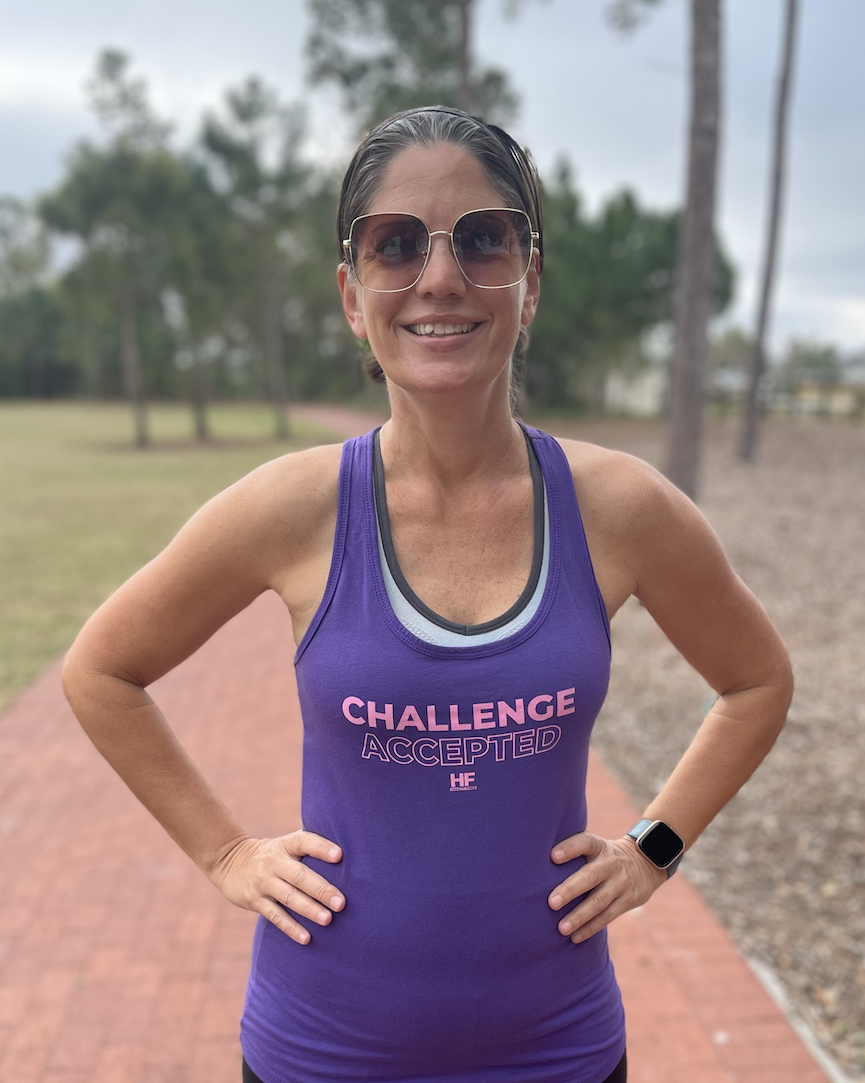 Jenny photo wearing Challenge Accepted Tank